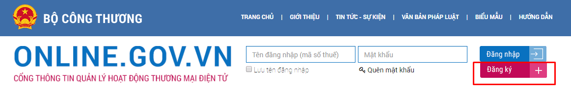 đăng ký website bộ công thương