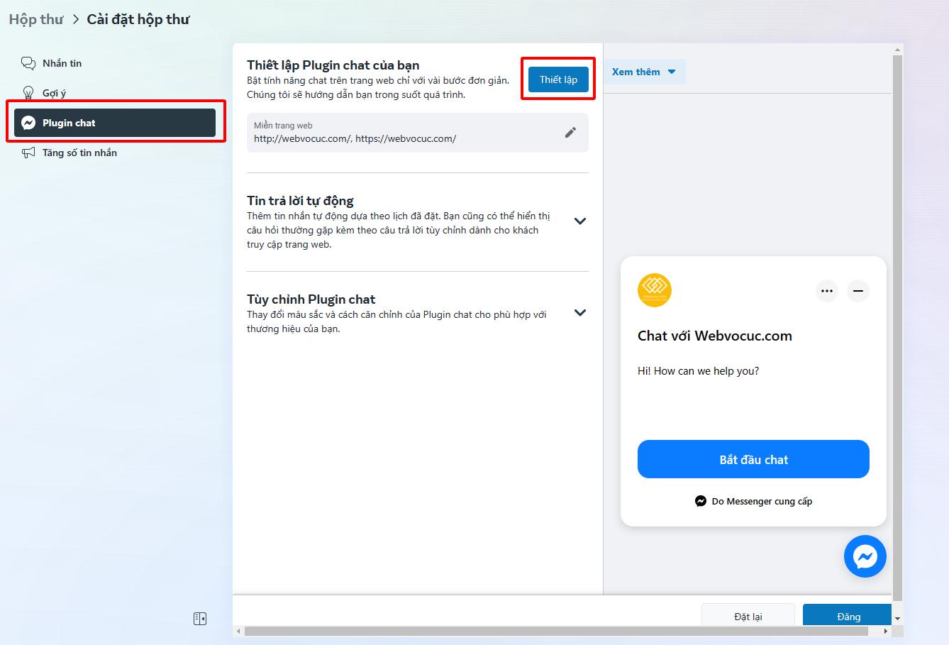 Cach tich hop Facebook Messenger chat vao WordPress Phien ban moi cua facebook3-webvocuc