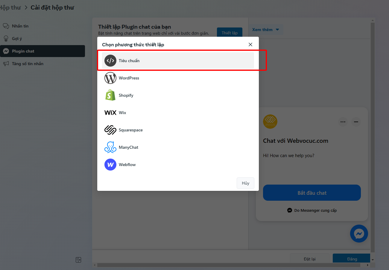 Cach tich hop Facebook Messenger chat vao WordPress Phien ban moi cua facebook4-webvocuc